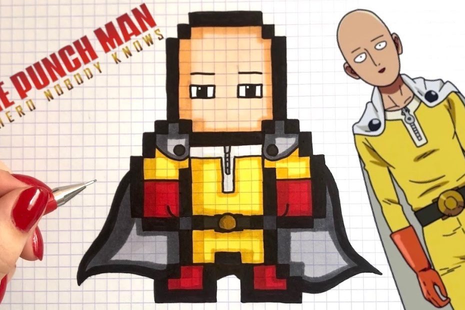 How To Draw Saitama Pixel Art One Punch Man - Youtube