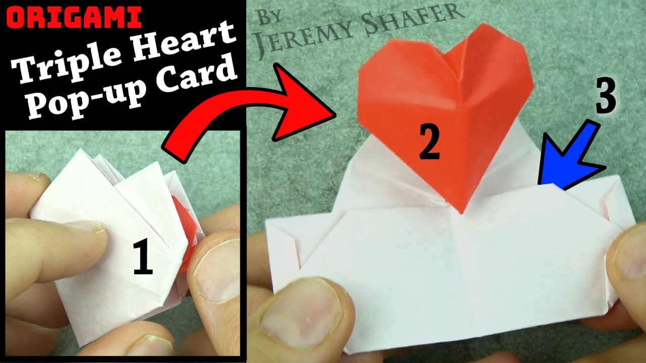 Origami Triple Heart Pop-Up Card! - Youtube